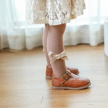 Детски чорапогащи пролет есен нов прием на памук мода сладък лук принцеса чорапогащник деца момичета детски чорапогащи