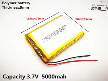 Добро качество 3.7 V,5000mAH 905575 полимерна литиево-йонна / литиево-йонна батерия за банката таблети,GPS,mp3,mp4