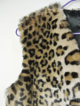 есен-зима, дълъг елек от изкуствена кожа-топла жилетка женски плюс размер жилетка, яке Леопард жилетка