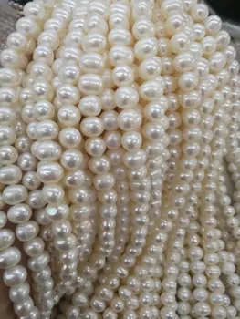 Естествени сладководни перли свободни мъниста мода просто голяма кръгла перла ивица/зареждане колие направи си САМ гривна, обеци и аксесоари