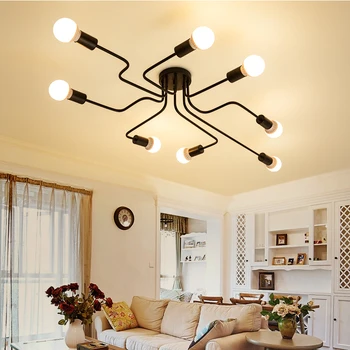 Железен Висящ Лампа Industrial Led Lamp Modern Spider Pendant Лампа Black Loft Hanglamp Industrieel Living Room Luminaire Suspendu