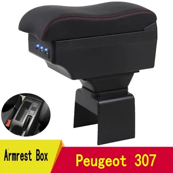 За Peugeot 307 подлакътник кутия централна магазин за съдържанието на Кутия за съхранение с подстаканником пепелник USB интерфейс 2008-2013