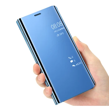 За Xiaomi Redmi Note 7 Pro 7s калъф с противоударным изкуствен кожен флип-огледало Luxury Smart Phone Case за Xiaomi Redmi Note 7 Pro