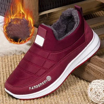 Зимна памучен обувки топли слипоны Женски ботильоны нескользящие Дамски обувки на плоска подметка маратонки за жени платформа Дамски обувки 2020