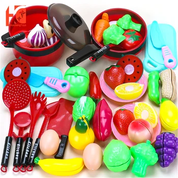 Играчки за момичета детски готварство Игри набор от нарязани плодове, зеленчуци 39шт децата образователни рязане мини кухня храна се преструвам се играе