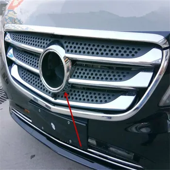 Капакът на каросерията на автомобила защитете детектор ABS хромирани елементи на предната решетка решетка за Mercedes Benz Vito W447 2018 2019 стикер