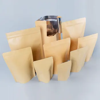 Кафяв Крафт хартиени торбички за стоящ топлина херметично запечатване на възможност Цип чанта за храна и кафе за съхранение на опаковки чанти печене наркоман