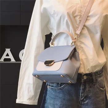Контрастен цвят на малка чанта 2020 мода нов високо качество изкуствена кожа дамски дизайнерска чанта за пътуване рамо чанта пратеник