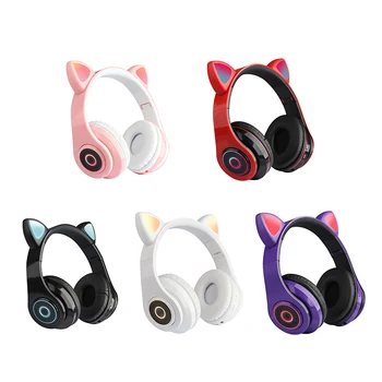 Котка ухото сладък стил Безжична Bluetooth лента за глава играта слушалки за PS4 момичета подарък цветни 5.0 слушалки за красота Bluetooth слушалки