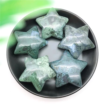 Красив 1бр естествен мъх Ахат Звезда Crystal скъпоценен камък медитация за изцеление чакра полирани подаръци естествени кристали кварц