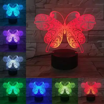 Красива пеперуда нов 3D optical led светлина сензорен екран, USB лека нощ деца сладък многоцветен маса, украса за домашно магазин фенерче