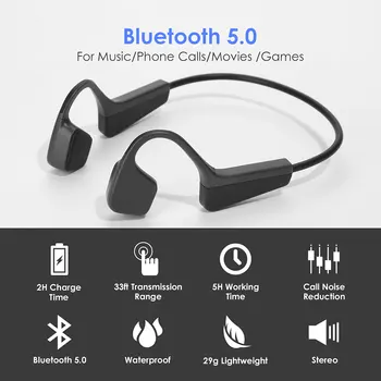 Лека костна проводимост слушалки V11 / K08 водоустойчив стерео Bluetooth 5.0 слушалки не-в-ухо Ухото на куката спортни слушалки