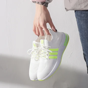 Летни дамски обувки, дишаща ежедневни обувки на окото спортни обувки летяща тканая на спортни обувки, маратонки, спортни обувки за тенис обувки