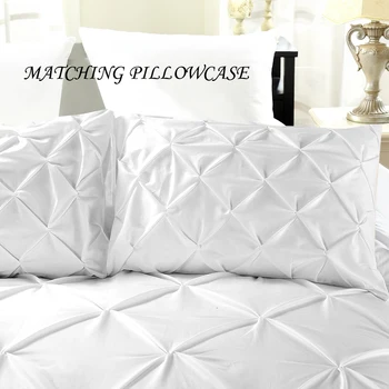 Луксозен комплект постелки от египетски памук Nordic Щипка плиссированное спално бельо двоен чаршаф и калъфка за възглавница 3 бр. без кърпи Queen Bed Sets