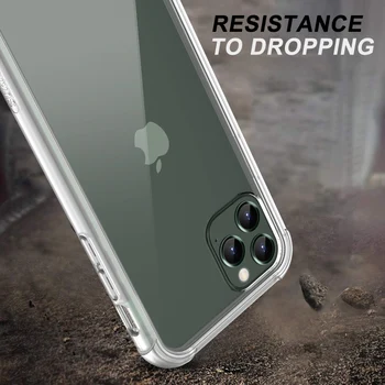 Луксозен прозрачен прозрачен калъф за iphone 11 Pro Max Case Full body Protextion устойчив на удари калъф с защитно фолио на екрана Fundas Capa