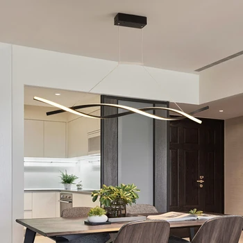 Минимализъм модерни led висящи лампи за трапезария кухня, хол черно / сиво алуминиева окачена лампа, окачена лампа