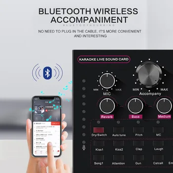 Мобилен телефон с Bluetooth аудио мобилен телефон Звукова карта на компютъра универсална отразяване на живо на котва MC вик K Song обзавеждане