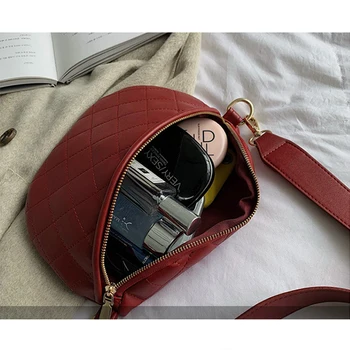 Мода изкуствена кожа дамски поясная чанта верига ромбический плътен цвят многофункционален голям капацитет поясная чанта 2019 Нова Дамски поясная чанта