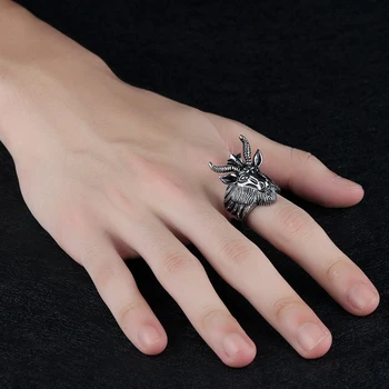 мъжки пръстени от неръждаема стомана пънк signet-пръстен мъжки голяма черна вълна настроение пръстени животно мъжки палеца-пръстен мъжки аксесоари готик пръстен