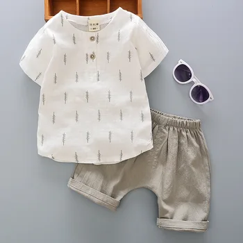 Най-добрите момчета комплекти дрехи лято Baby Boys облекло костюм на джентълмен стил сватбена риза +панталон 2 бр. дрехи за момчета летен комплект