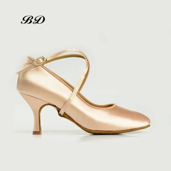 Най-добрите танцови обувки съвременната Латинска Дамски обувки за възрастни мека подметка, на национален стандарт, Валс висококачествен Сатен BD 187 професионален бална зала