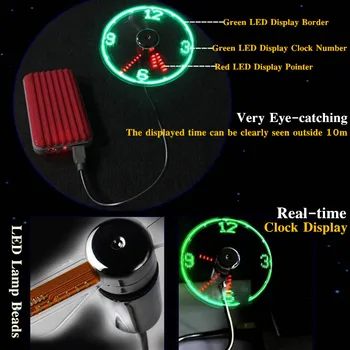 Направи си САМ USB Gadget Mini LED Light Flash Clock Фен Flexible Alloy Real-time Clock Display Cool Fan for PC&Laptop&Car&Mobile Power