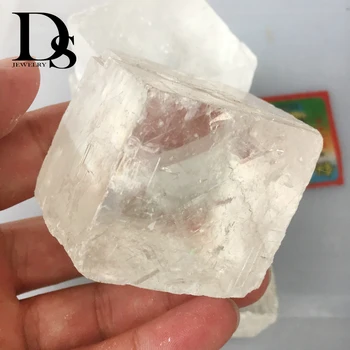 Натурален 200 гр-голям е размерът на Бял калцит оптичен Crystal квадратен Icelannd Spar Rock кристални целебната енергия минерали проба