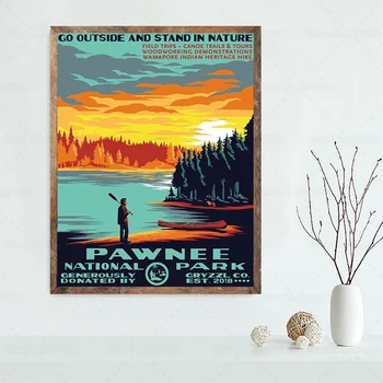 Национален парк пауни плакат паркове и зони за отдих град Пауни Индиана печат на платно за Живопис за домашно Декаорации