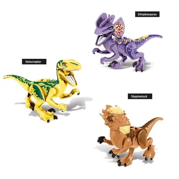 Нов 8 бр. Джурасик динозавър света парк кино цифри градивен елемент на набор от T-Rex велоцираптор Трицератоп Ехо действие Минифигурка играчки