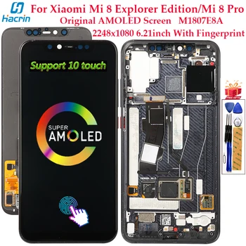 Оригинален AMOLED дисплей за Xiaomi Mi 8 Pro Explorer Edition M1807E8A LCD сензорен дисплей дигитайзер, монтаж на замяна