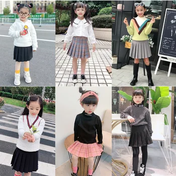 Поли за малки момичета 2020 училищни униформи Плиссированная пола Детски дрехи наградата на детски стаи поли 3 4 6 8 10 12 14 години