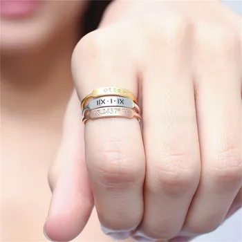 Потребителски 1 бр. Стекируемые името на чиния изрежете вдъхновяващи пръстен за жени, Момичета rose gold цвят на Bague бижута подаръци