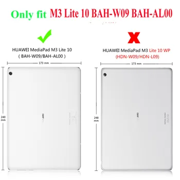 Премиум въртящи се на 360 PU кожа smart-калъф Huawei MediaPad M3 Lite 10 BAH-W09/L09/AL00 10.1-инчов таблет Funda case+фолио+дръжка