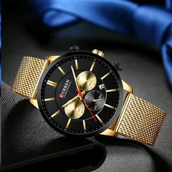 Причинно следствена спортни военни водоустойчив мъжки часовник CURREN Fashion Stainless Steel Man ръчен часовник луксозни кварцов мъжки часовник мъжки часовник
