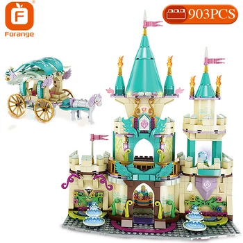 Приятели Серия Строителни Блокове, Определени Принцеса Къща Лед Сняг Магически Замък Дворец На Коня Карета Фигурки Подарък Играчка За Момичета