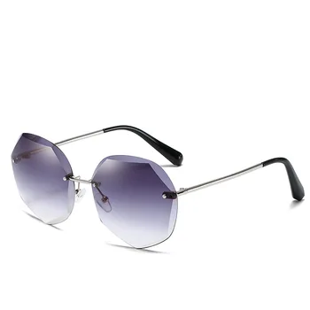 Реколта градиентные слънчеви очила без рамки жените луксозна марка Diamond cutting Eyewear дизайнерски очила oculos UV400
