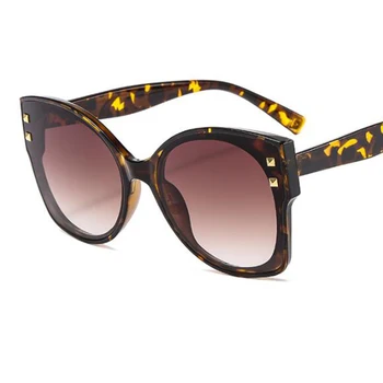 Ретро пеперуда слънчеви очила за Жени на реколтата големи дамски слънчеви очила на луксозната марка извънгабаритни нюанси мъжки слънцето oculus нитове черно UV400