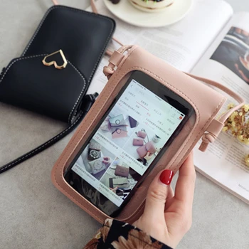 Сензорен екран мобилен телефон в чантата си смартфон чантата си кожена презрамка на чанта дамска чанта за Iphone X S10 Huawei P20
