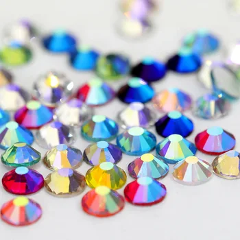 Стъкло Non Hot Fix кристали смесени AB цвят SS3-SS30 Flatback коригиране на камъни, блестящи скъпоценни камъни за декорация на нокти B0989