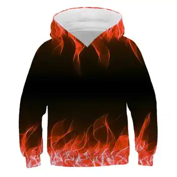 Хладен Colorrful Flame 3D момчета момичета качулки Harajuku е смешно hoody с качулка ежедневни градинска облекло пуловер риза есен облекло тийнейджър