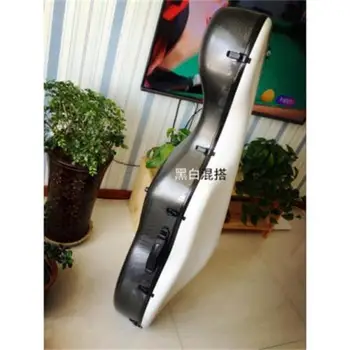 (Черно/бяло) mix-and-match carbon fiber composite cello case 4/4,безплатна доставка
