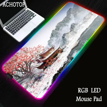 Японска арт RGB Голяма подложка за мишка геймър Голяма подложка за мишка на компютър подложка за мишка с led подсветка XXL Mause Pad клавиатура работен плот мат