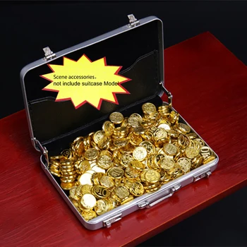 1/6 Sca фигура от 100 бр. / лот монети от пластмаса злато модел съкровище сцена подпори Pirate украшения за празненства се преструвам сандък със съкровище