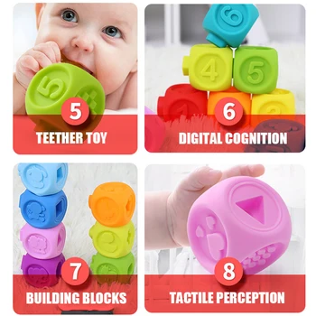 10 бр./компл. 3D Touch Hand Soft Building Blocks Baby Grasp Bricks Baby Massage гумени прорезыватели Преса Toy Bath Топка Toys