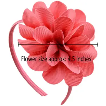 12шт 4 инча цвете пластмасови превръзки за момичетата Grograin Лента панделки за коса, панделки за коса-аксесоари за коса за момиченца деца
