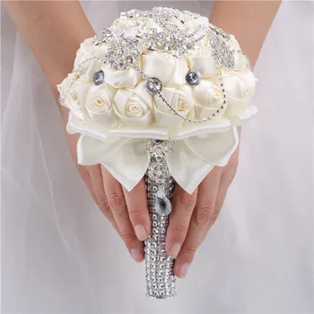 15 см различни стилове шаферски букети сватба сватбени, отглеждащ цветя с бриллиантовым, перли, слонова кост Роза украса на партията Buque Noiva