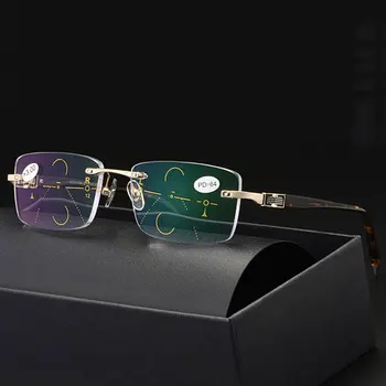 2018 Нов титан сплав качество мультифокальные лещи на очила за четене мъжка мода анти син лъч прогресивни очила