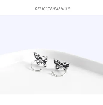 2020 мода s925 сребро ухото клип на обеци за жени катерачи няма пиърсинг фалшиви хрущяла обеци пеперуда