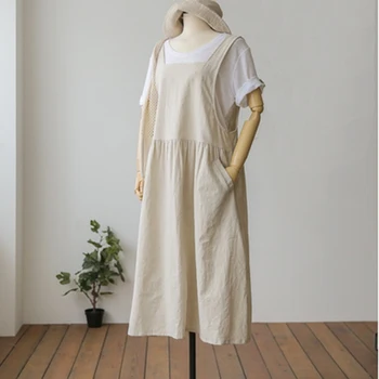 2020 нова лятна рокля, рокля за дамите плюс Размер XL-5XL памук бельо жени танк Vestidos ръкави дреха-Рокля джобове на дрехи