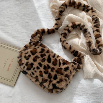 2020 пухкави дамски чанта small Fashion Leopard-Print Crossbody Чанта Women Plush Soft Casual Shoulder Messenger Bag чанта женск